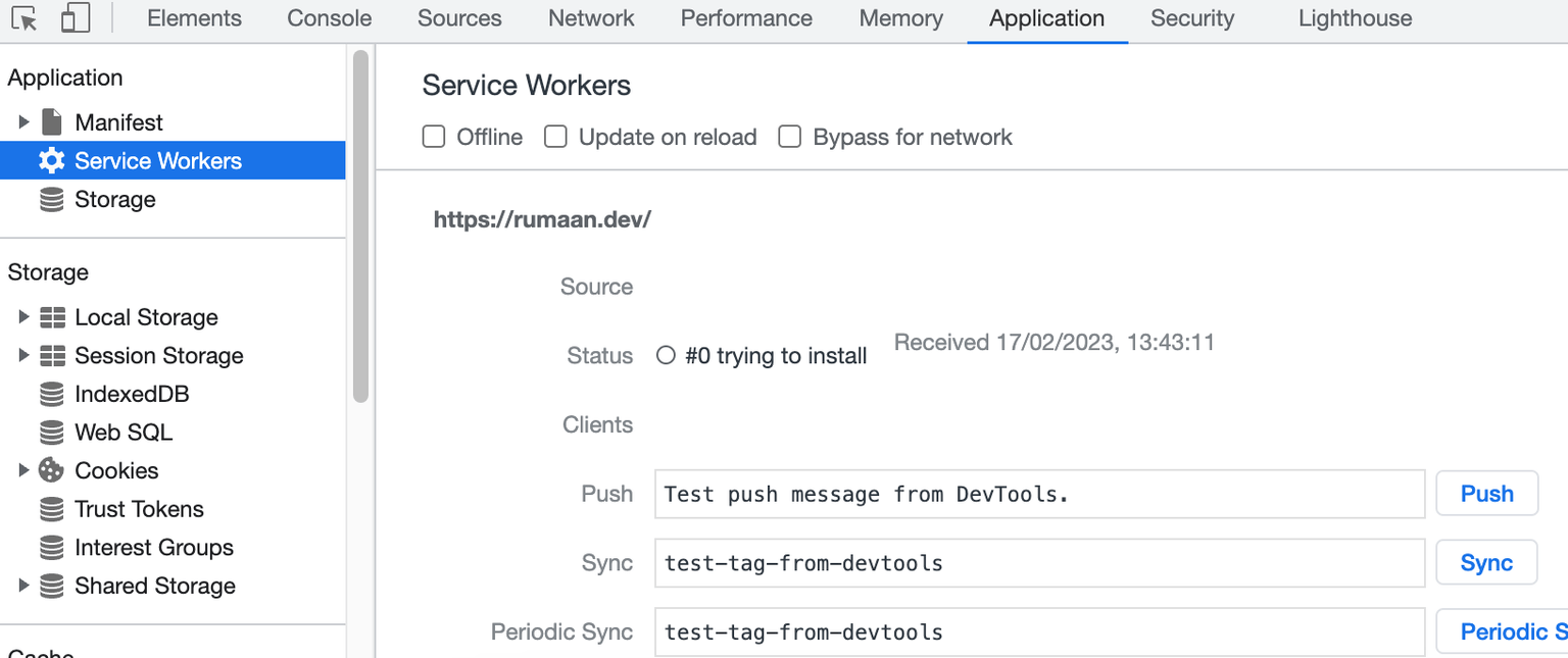 Service Worker installing